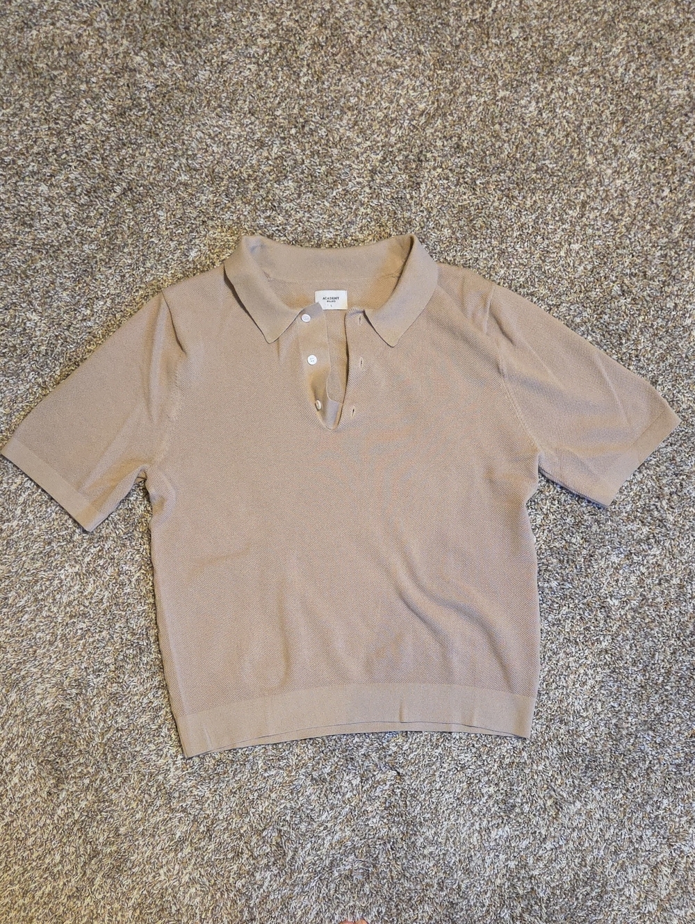 THE ACADEMY BRAND Beige 100% Cotton Knit Polo Shirt